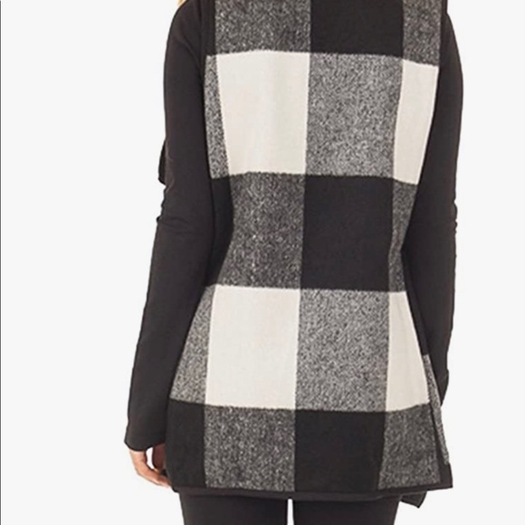 🔥 Women Vest Open Front Buffalo Plaid Sleeveless Cardigan Jacket Coat - Picture 3 of 3